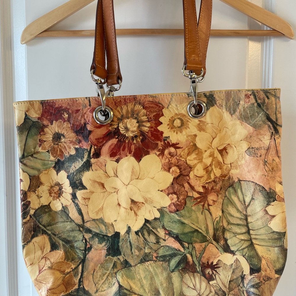 Floral Italian Leather Bag
